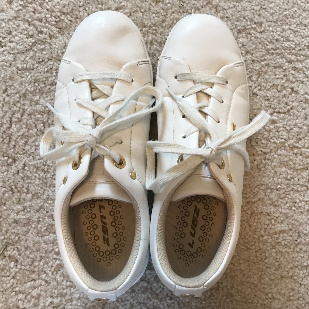 White and gold shoes